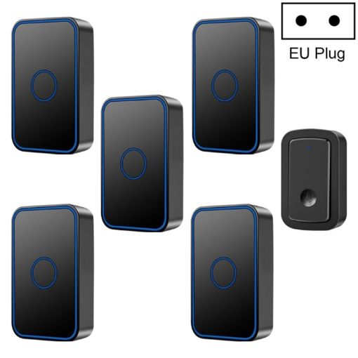 CACAZI A19 Wireless Music Doorbell, EU Plug, Black, No Battery - 1