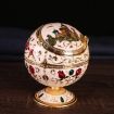 Wine Red Elephant Metal Globe Ashtray with Lid - Holiday Gift Decor - 3