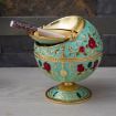Dragon Ancient Copper Green Metal Globe Ashtray With Lid - 4