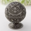 Tin Color Rose Retro Metal Spherical Ashtray with Lid Decor - 1