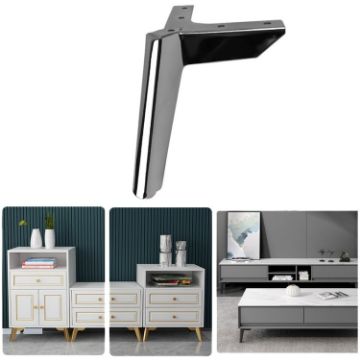LH-FJ0039 Furniture Legs, 10cm Height, Metal, Gun Black Finish - 1