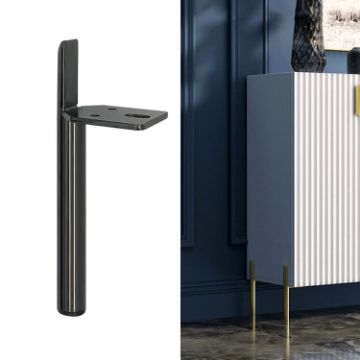 LH-D012-01 Gun Black Metal Furniture Legs, 15cm Height - 1