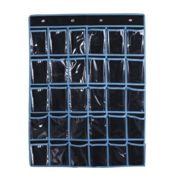 Mobile Phone Hanging Bag - 30 Grid, Transparent, Black, Non-woven - 1