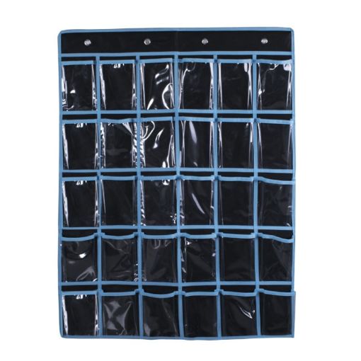 Mobile Phone Hanging Bag - 30 Grid, Transparent, Black, Non-woven - 1