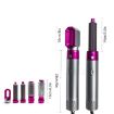 5-in-1 Hair Dryer & Straightener Hot-air Comb Silver+Rose Red (EU Plug) - 3