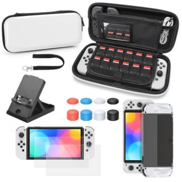 Switch OLED 14-in-1 Set: Crystal Shell, Film, Storage Bag & More - 1