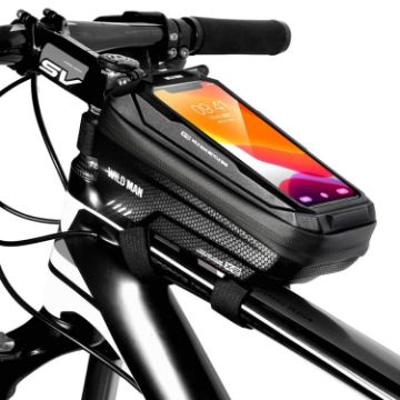WILD MAN X2 Hard Shell EVA Bicycle Front Beam Bag (Black) 1L - 1