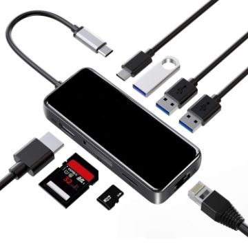 8-in-1 Type-C HDMI Hub Extension Dock Mirror Converter (Black) - 1