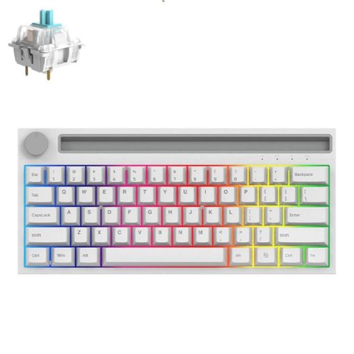 Ajazz K620T 62 Keys Bluetooth Mechanical Keyboard, Blue Shaft White - 1