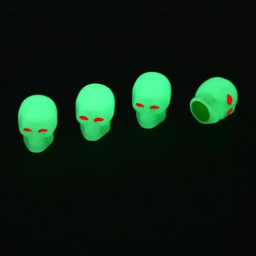 1 Set Green Skull Luminous Valve Cap for Car/Motorcycle Tire - 1