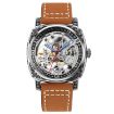 SKMEI 9271 Waterproof Mechanical Watch, Brown Leather Strap - 1