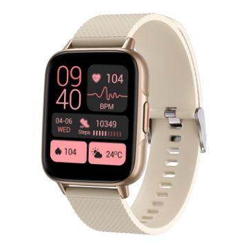 FW02 Smart Health Watch: Heart Rate, Blood Oxygen, Gold Strap - 1