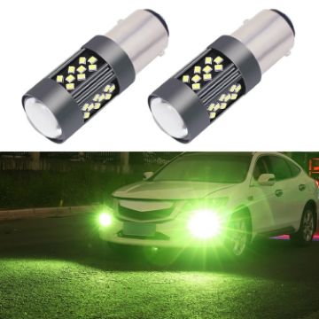 1157 12V 7W Strobe Car LED Fog Light - Lime Light, 1 Pair - 1