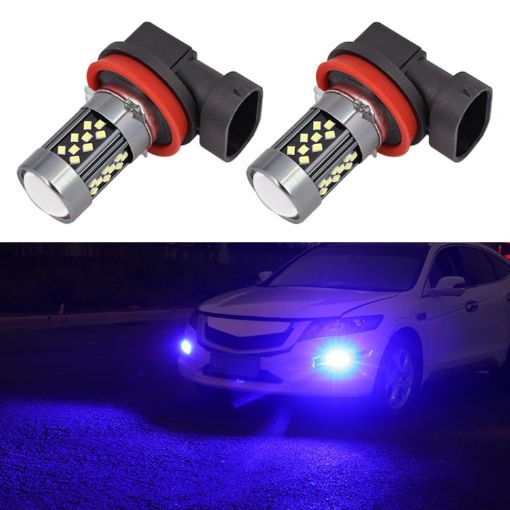 H11 12V 7W Blue Strobe LED Car Fog Light Pair - 1