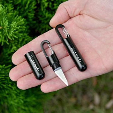 Portable Keychain Pendant Knife: Aluminum Alloy, Black, Art Cutting Tool - 1