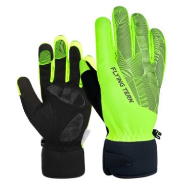 FLYING TERN 315 Warm Windproof Touch Screen Gloves, Size L, Green - 1