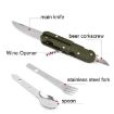 Camping Tableware: Stainless Steel Folding Knife, Fork & Spoon Set - 4