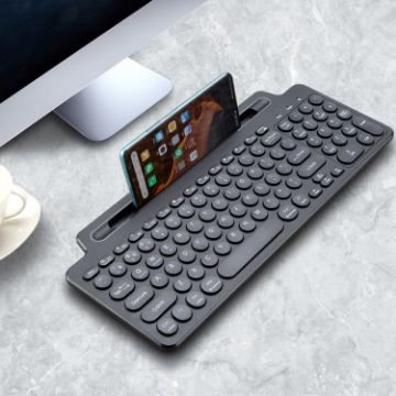 2.4G Bluetooth Wireless Keyboard with Card Slot Bracket - 1