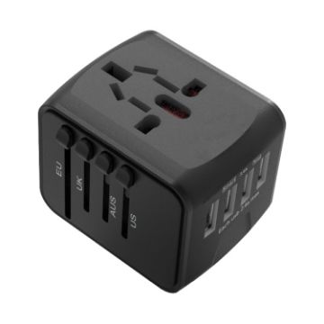 BMAX 199-04U Travel USB Converter, 4 USB Universal Sockets (Black) - 1