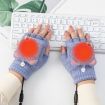 Winter USB Heated Half Finger Gloves with Cover, Free Size, Blue - 4