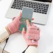 Winter USB Heated Half Finger Gloves with Cover, Free Size, Blue - 5