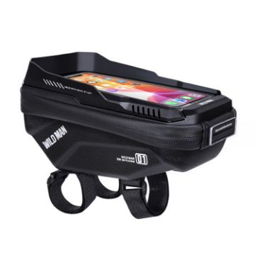WILD MAN XT1 Bicycle EVA Hard Shell Phone Handlebar Bag (1L, Twill) - 1