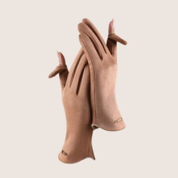 Women's Camel Touch Screen Velvet Riding Gloves, One Size - 1