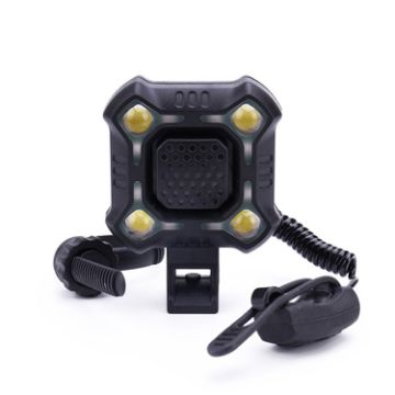 2 In 1 Black Bike Bell & Light with 140db Horn & Alarm Options - 1
