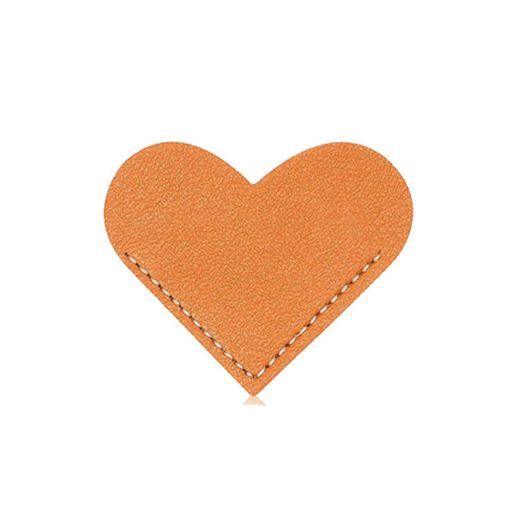 Mini Student Library PU Leather Heart Bookmark (Light Brown) - 1