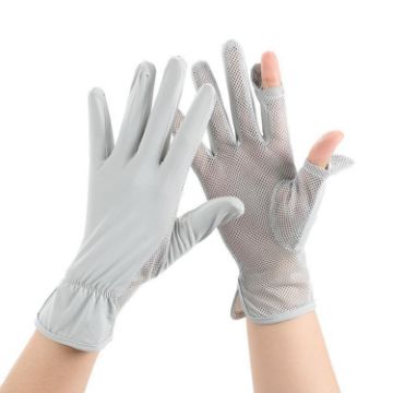 Summer Thin Anti-UV Ice Silk Fishing Gloves, Free Size, Smoke Gray - 1