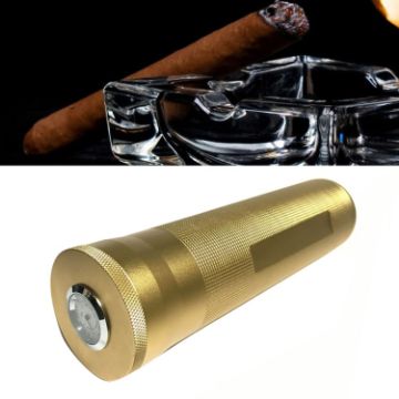 Gold Metal Cigar Humidor Tube with Humidity Display - 1