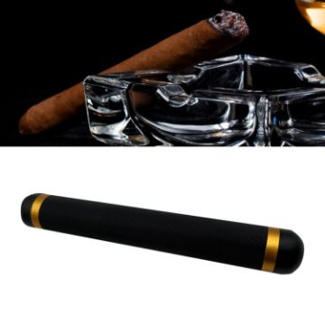 Black Metal Cigar Humidor Storage Tube - Convenient and Secure - 1