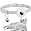 Reflective Silicone AirTag Tracker Pet Collar with Bell (White) - 1