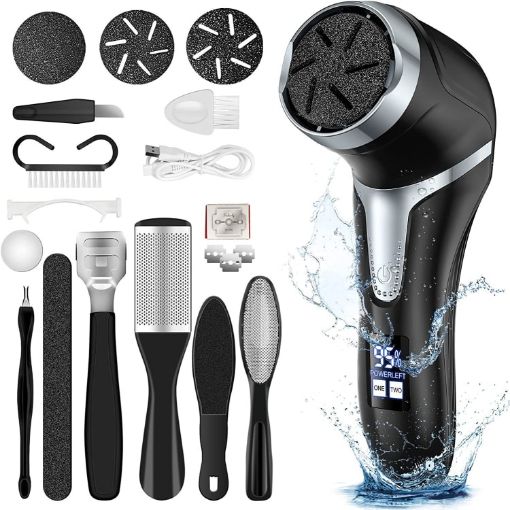 JD-510 Black Rechargeable Foot Callus Remover with Vacuum, 10 In 1 Kit - 1