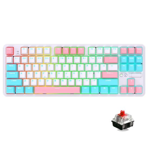 Ajazz K870T Pro 87 Key RGB Mechanical Keyboard Red Shaft (White) - 1