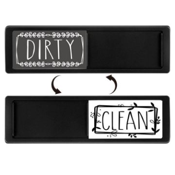 Double-Sided Clean Dirty Dishwasher Magnet - Black Gray - 1