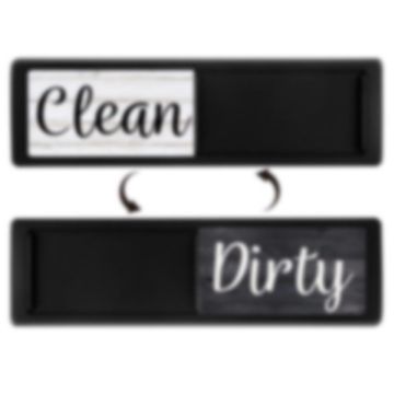 Black Wood Grain Double-Sided Clean Dirty Dishwasher Magnet Sign - 1