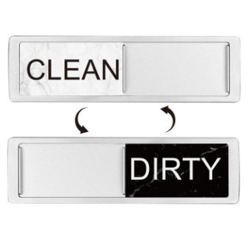 Double-Sided Clean Dirty Dishwasher Magnet - Silver White Black Marble - 1