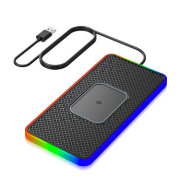 2 In 1 15W Wireless Car Charger Mat with Colorful Light & USB Cable - 1