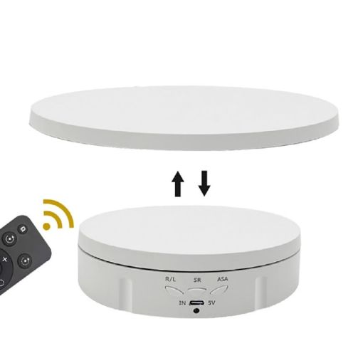 2-in-1 White Turntable Display Stand with Remote Control - 1