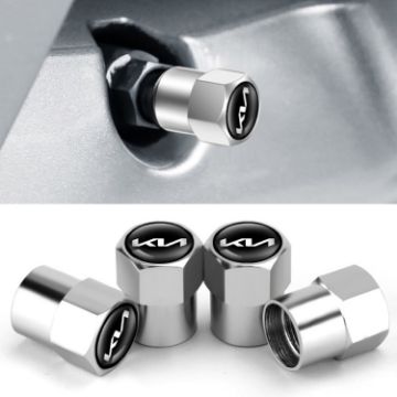 KIA KN Car Tire Valve Cap Set, 12pcs Metal Silver - 1