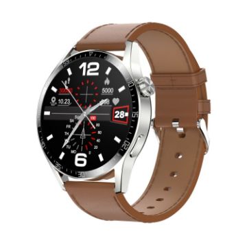 Silver-Brown Leather NFC Sports Health Smart Watch Waterproof - 1