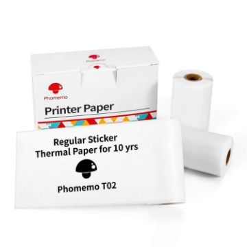 Phomemo T02 Bluetooth Printer Thermal Paper 50mmx3.5m 3 Rolls - 1