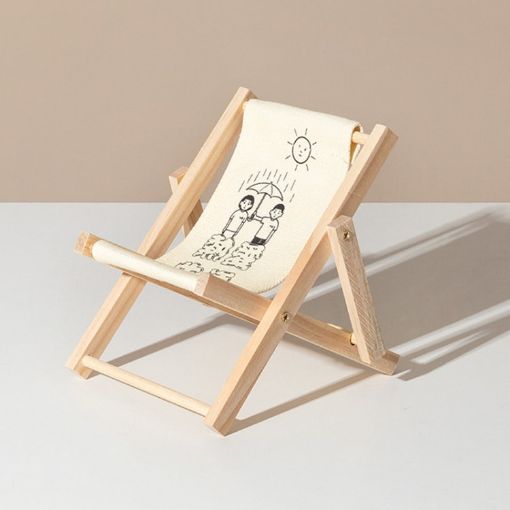 Mini Wooden Beach Chair Phone Holder Ornament, Style: G - 1