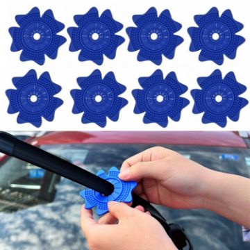 4sets Universal Car Wiper Hole Cover PVC Dustproof Snowproof Pad (Blue) - 1