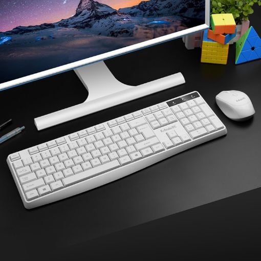 K-Snake WK800 Wireless Keyboard Mouse Set, White, 2.4G Office Use - 1