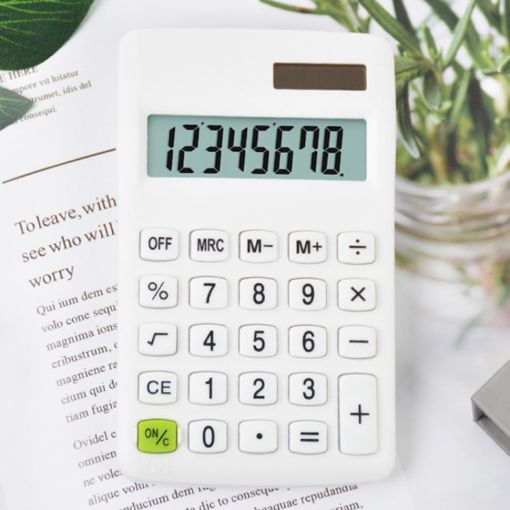 Candy Colored 8-digit Multifunctional Mini Solar Calculator - Pure White - 1