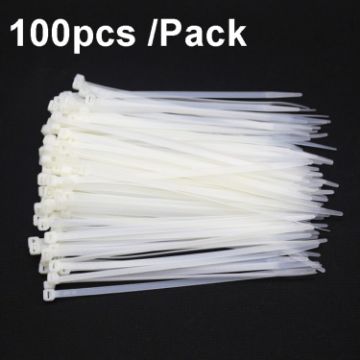100pcs 7.6mm Wide 8x500mm Self-Locking Nylon Cable Ties (White) - 1