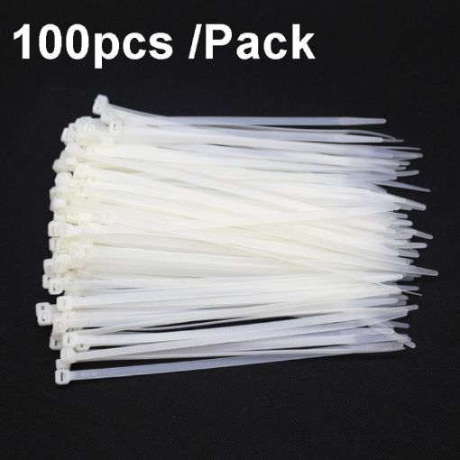 100pcs 7.6mm Wide 8x500mm Self-Locking Nylon Cable Ties (White) - 1
