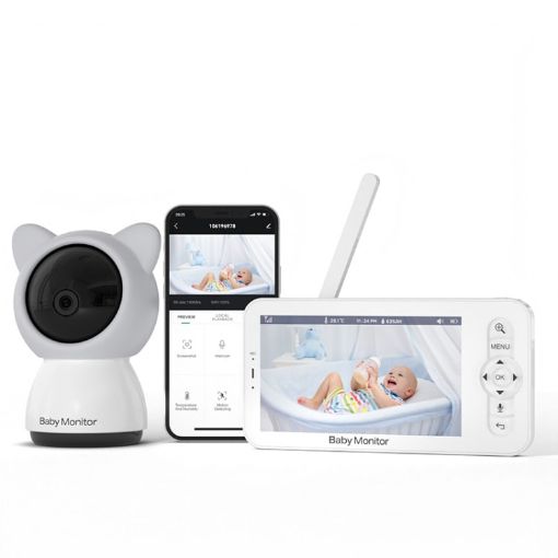 5" HD Wireless Baby Monitor with Wifi EU Plug Camera - 1